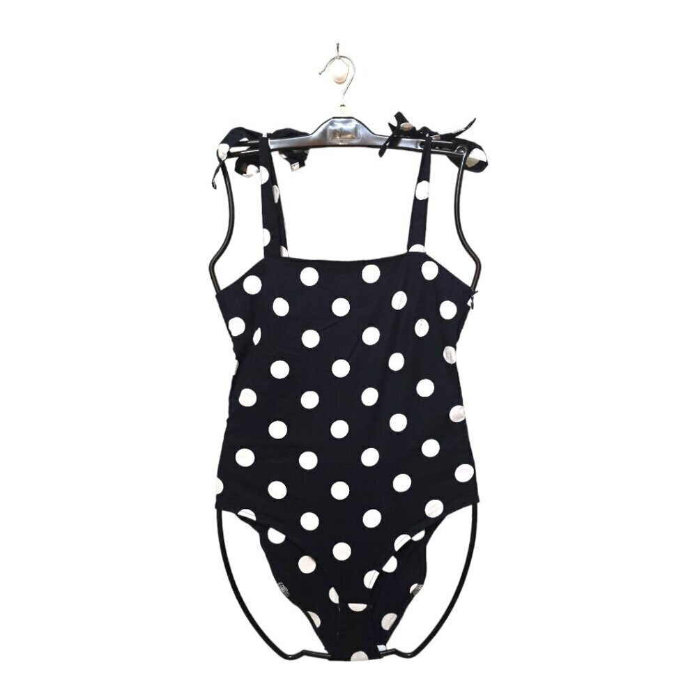 Zara Trafaluc Collection Navy Polka Dot Tie Shoulder Bodysuit Sz XS